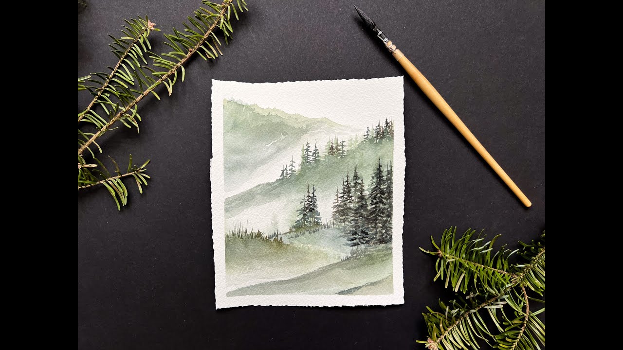 How to Paint Misty Fog, Evergreens, and Mountains with Watercolor