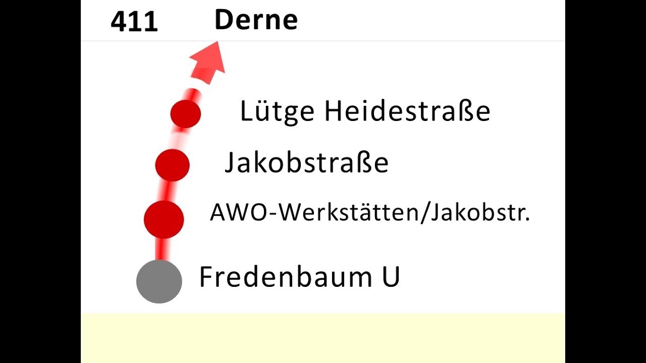 DSW21 Ansagen Bus 411 Fredenbaum - Derne Am Wittfeld