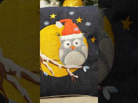 Наволочка на декоративну подушку з вишивкою - Сова зима, видео 1