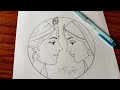 Radha Krishna Simple Pencil Drawing Step by Step / Radha Krishna Drawing Easy 