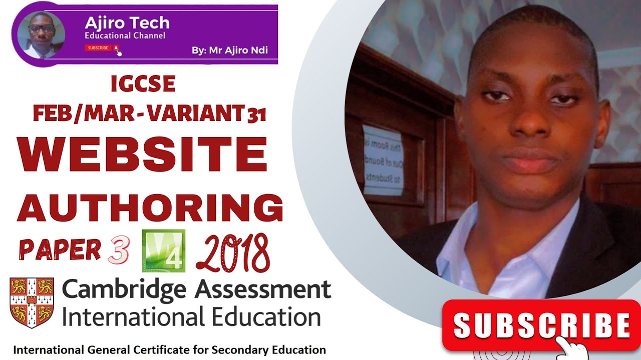 IGCSE ICT (0417/0983) Paper 3 Website Authoring February March 2018 Variant 31