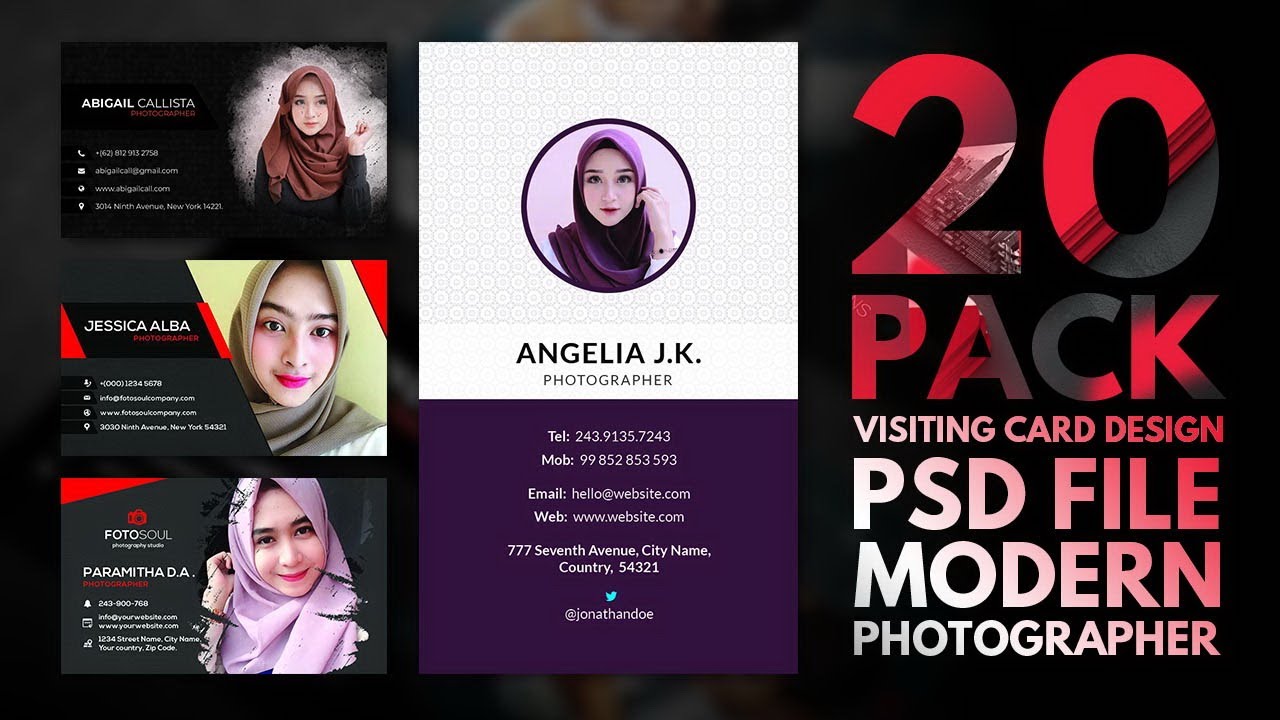 20 Visiting Card Design PSD File Free Download Modern Photographer Templates