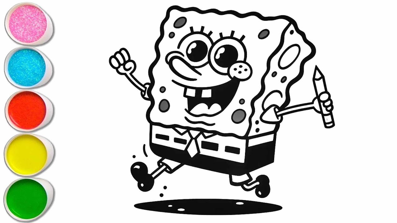 Cute SpongeBob Drawing for kids, Painting & Coloring for kids, Toddlers | Let's Draw Together