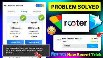 Rooter App Free Fire Max Diamond Redeem Problem Solve Trick | Rooter App Se Diamond Kaise Le 2025 💎