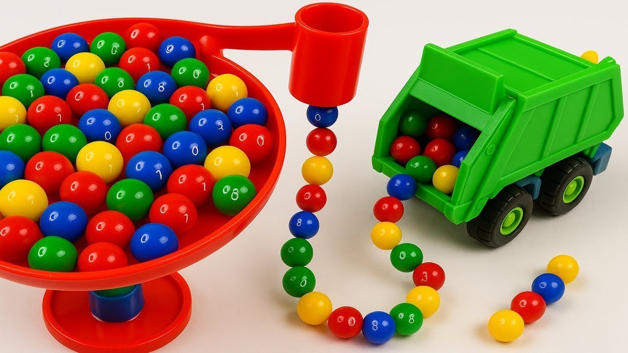 Marble Run Race ASMR Truck, Snack, Bus, Tractor #145