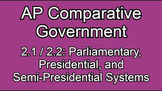 2.1/2.2: Parliamentary, Presidential, and Semi-Presidential Systems! AP Comparative Government !