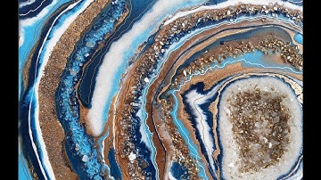 #34- Pouring a 3D Navy and Gold Resin Geode- On a Budget!