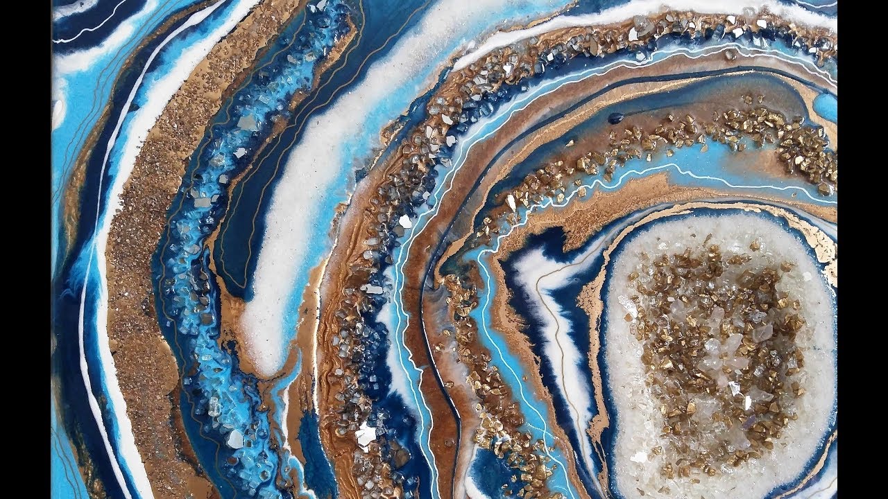 #34- Pouring a 3D Navy and Gold Resin Geode- On a Budget!