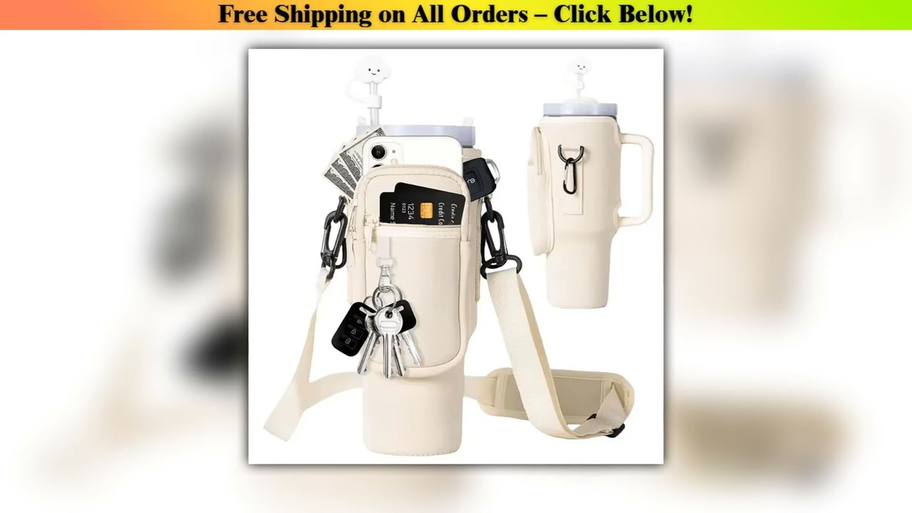 40oz Neoprene Water Bottle Carrier Bag with Adjustable Shoulder Strap Water Bottle Holder Pouch For