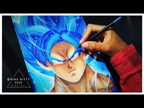 Desenhando o Goku ssj Blue ( semi realista ) Drawing Goku ssj blue - Dragon  ball super broly 