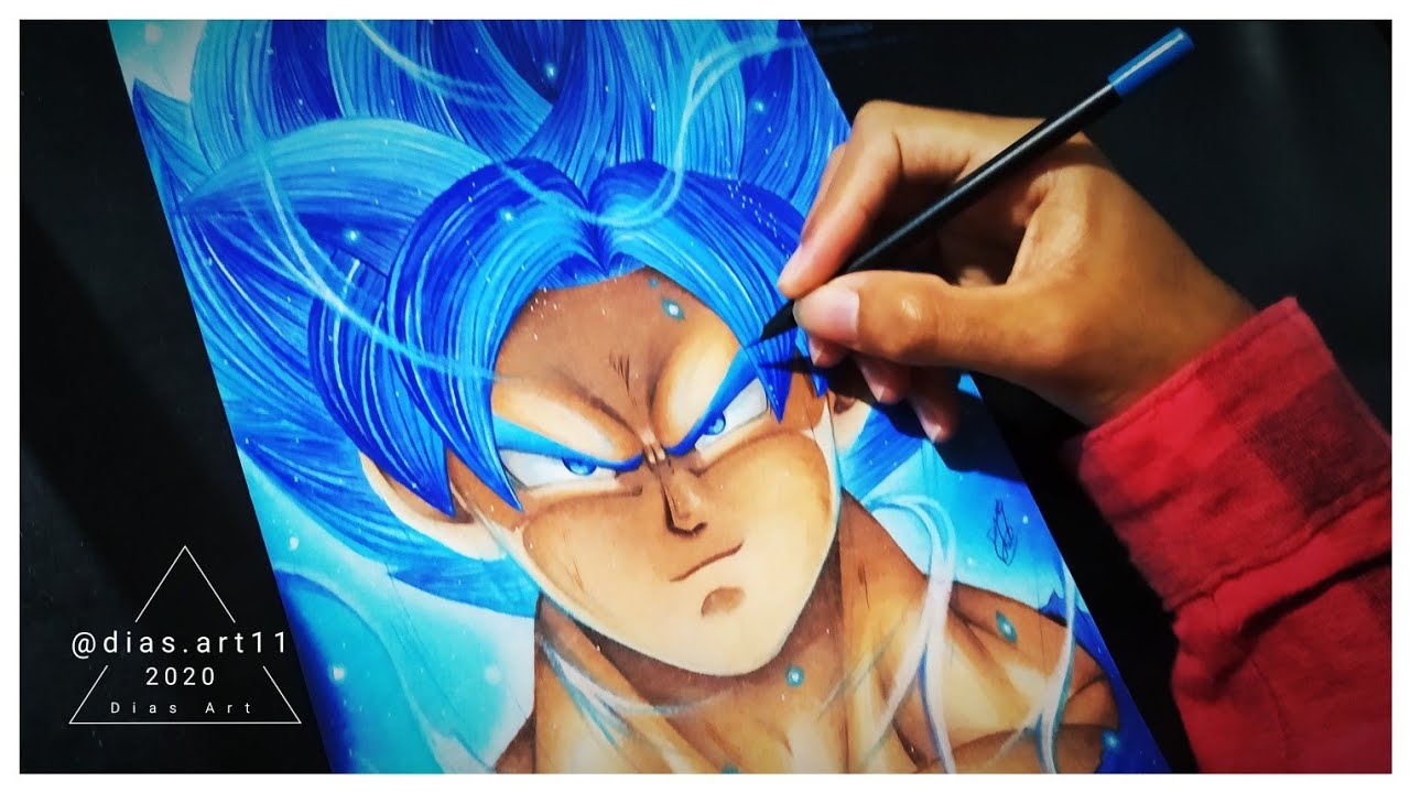 Desenhando o Goku ssj Blue ( semi realista ) Drawing Goku ssj blue - Dragon  ball super broly 