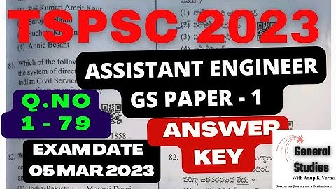 TSPSC AE 2023 | ANSWER KEY | GS PAPER - 1 | PART - 1 | EXAM DATE: 05 MARCH 2023