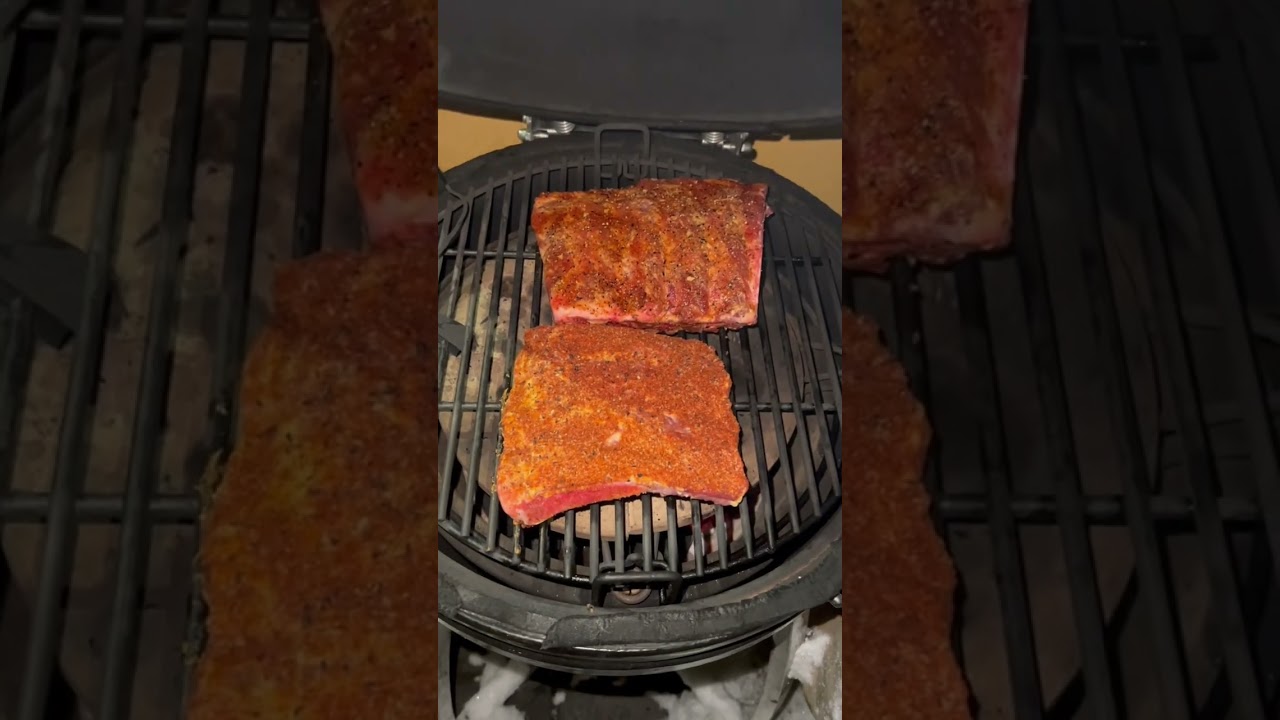 First snow and first winter’s grilled pork ribs 