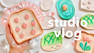 studio vlog 29 ★彡 making air dry clay trinket trays, PO box mail, illustrating on procreate