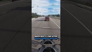 Biker Sent Flying After Woman Crashes Into Him 🤯