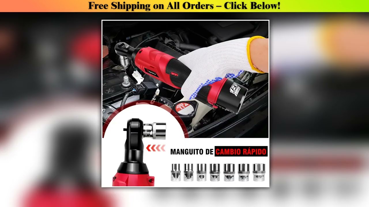 DayPlus 3/8" Cordless Electric Ratchet Wrench,12V Power Ratchet Tool 200NM with 2X 1500mAh