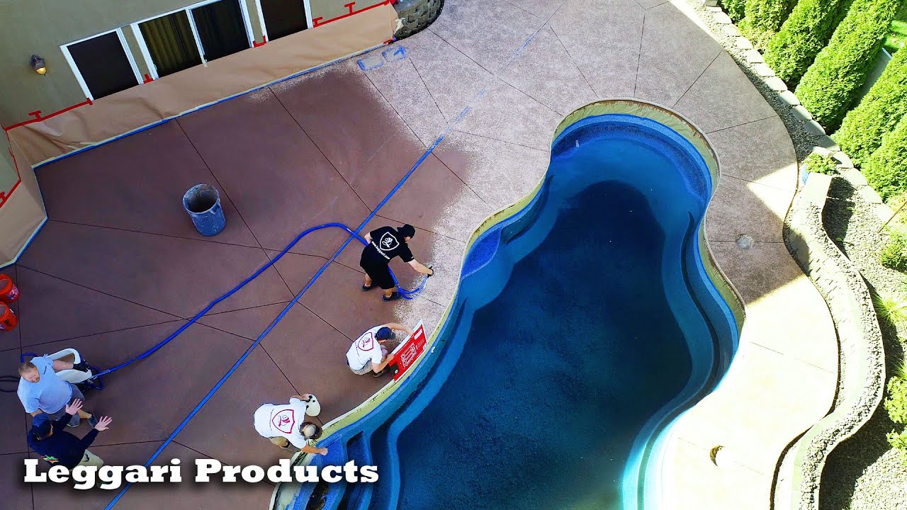 Pool Deck Transformation Time-Lapse With Drone Footage | Leggari Concrete Overlay