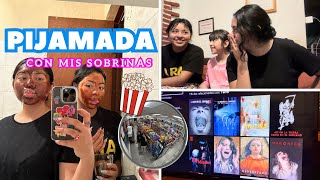 PIJAMADA CON MIS SOBRINAS 🌚💖(vimos películas de terror) | Michell Merlin