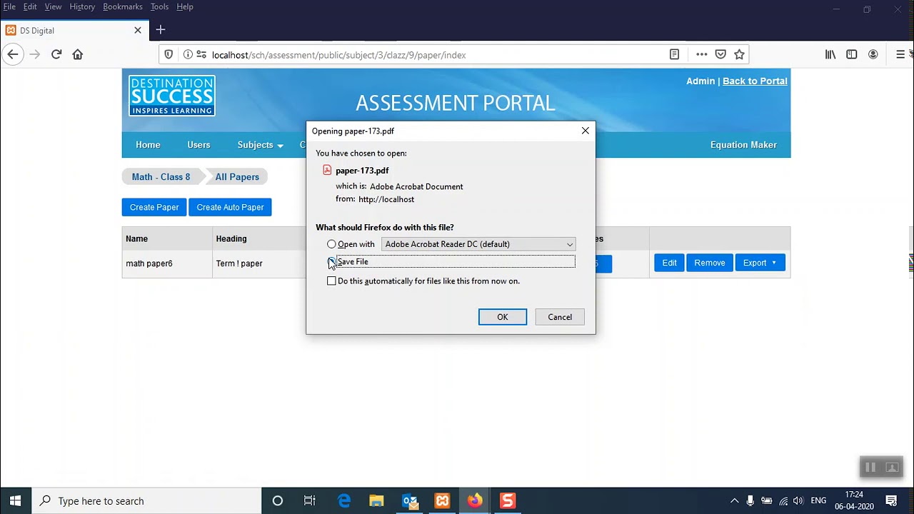 How to create online assessment from Assessment Portal