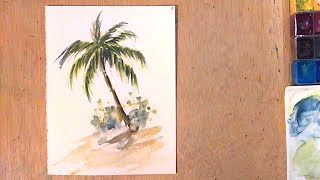 Acuarela - Como pintar una palmera | Watercolor Palms Acuarelas