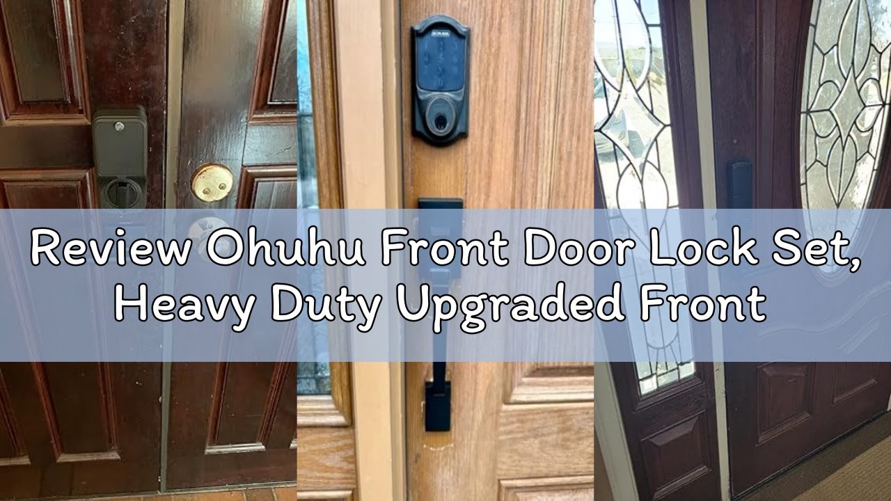 Review Ohuhu Front Door Lock Set, Heavy Duty Upgraded Front Door Handle Black Locksets with Deadbolt
