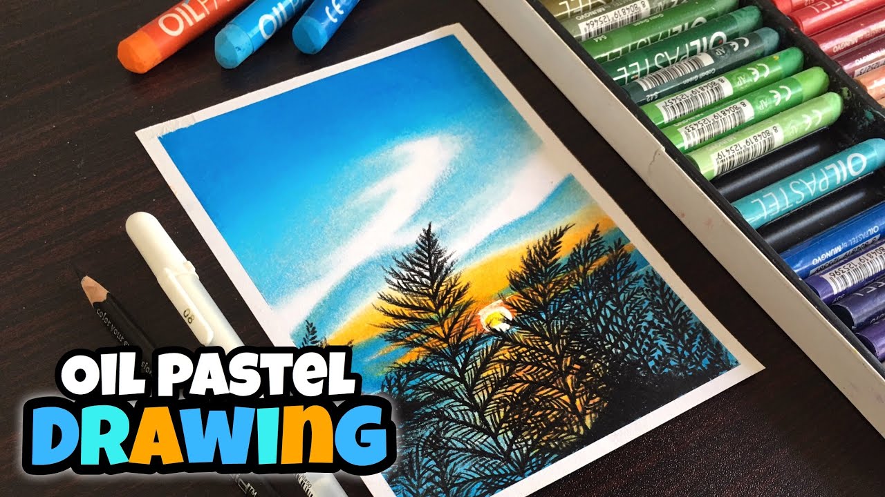 Easy Oil Pastel Painting for beginners | PALM LEAVES SILHOUETTE | Oil Pastel Drawing