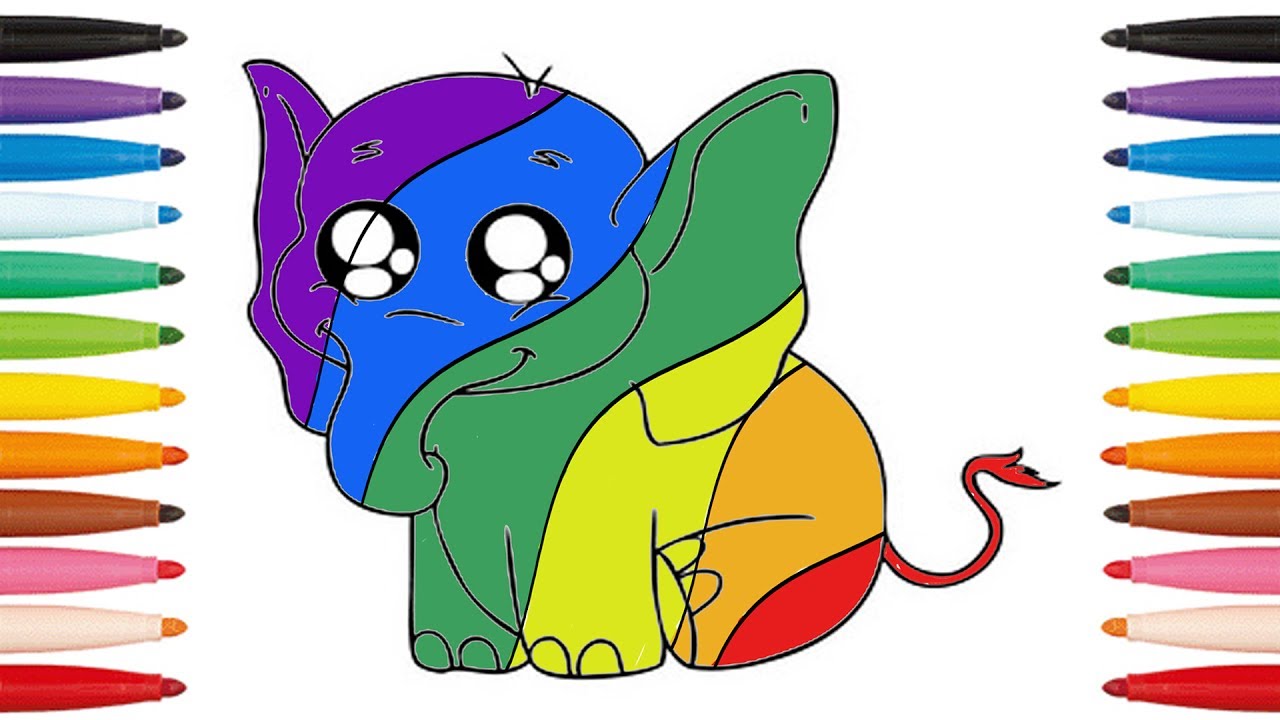How to draw rainbow elephant