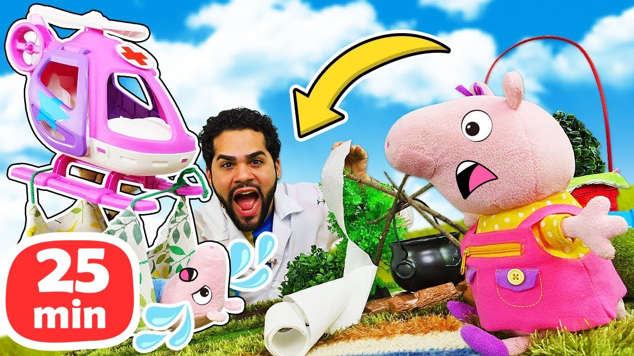Resgate de Helicóptero: Peppa Pig e George Pig no Socorro do Doutor de Brinquedos