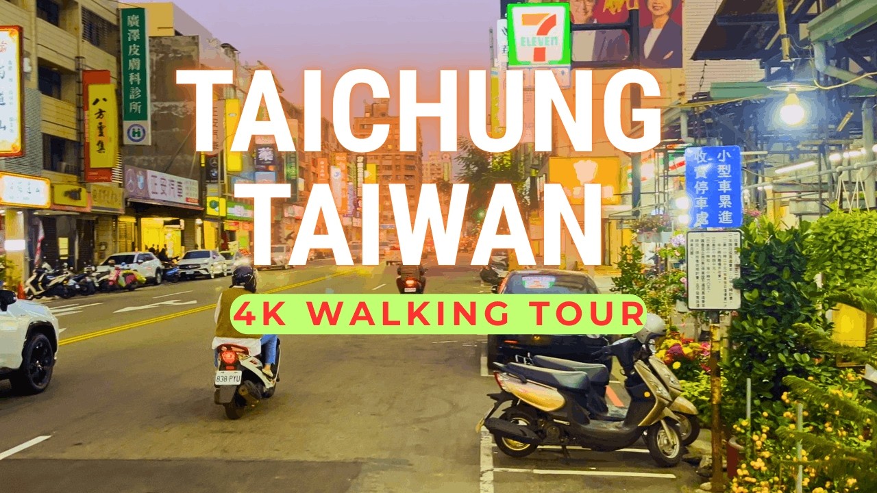 4K HDR City Walk in Taichung, Taiwan 🇹🇼 | Neon Streets, Sunset Traffic & Urban Night Life