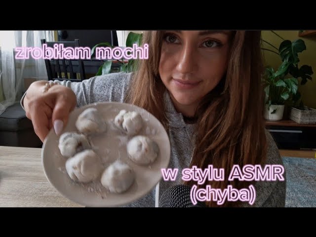 ASMR PL (?) Ej! Chodź, bo robię mochi i na końcu je jem (TW) 🍡🫖 whisper+soft spoken+lots of sounds