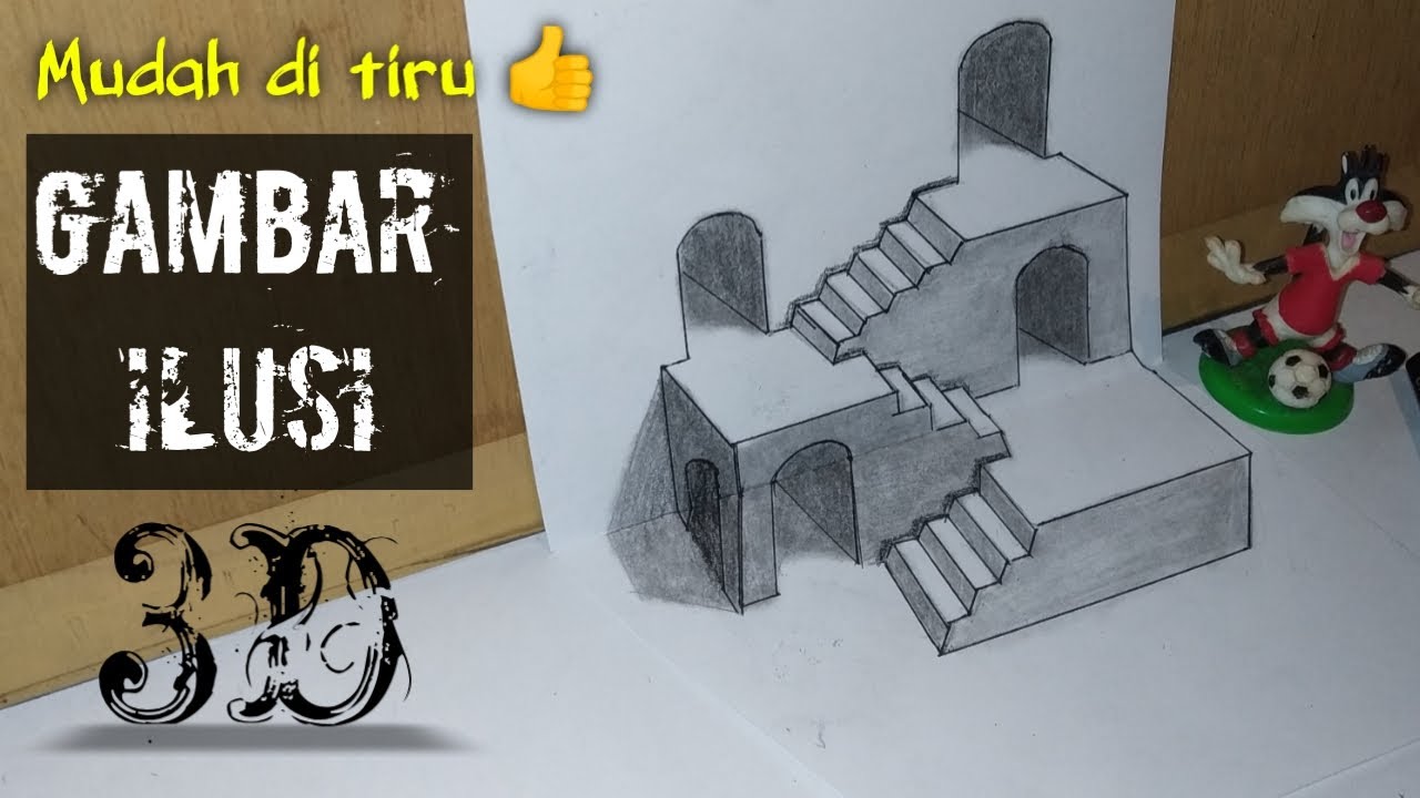 Keren gambar  ilusi 3D  mudah  di tiru YouTube