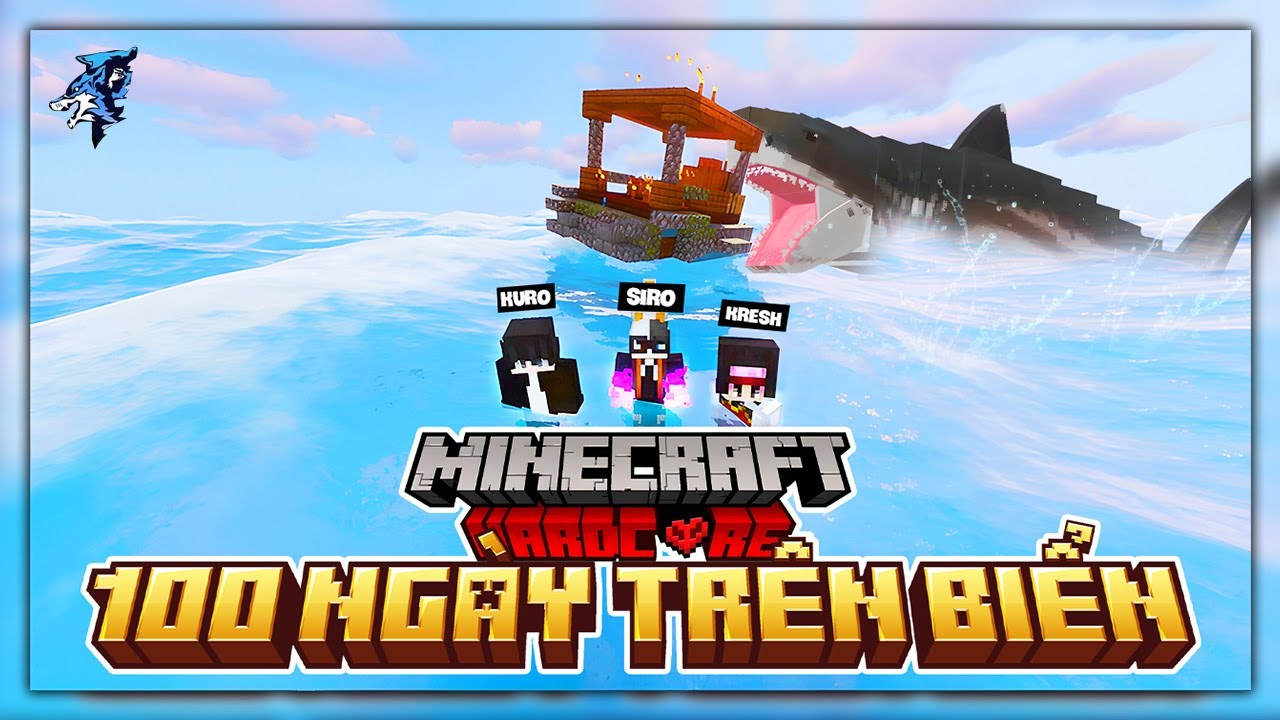 Minecraft 100 Ngày Sinh Tồn Siêu Khó Trên Đại Dương !! Siro, Kresh Và Kuro Chạm Trán Megalodon