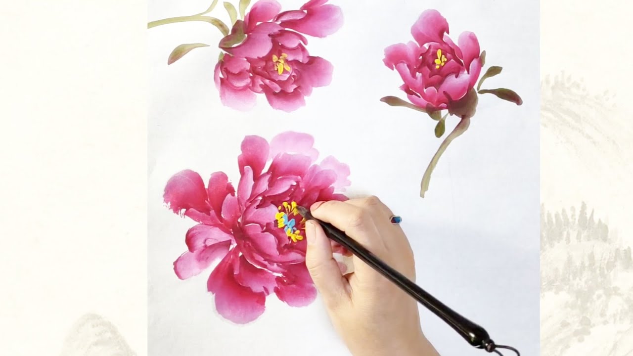 初學者中國畫課程_第十七課_零基礎入門學畫牡丹_Lesson 17_Peony Painting for Beginners_有字幕 (With subtitles)