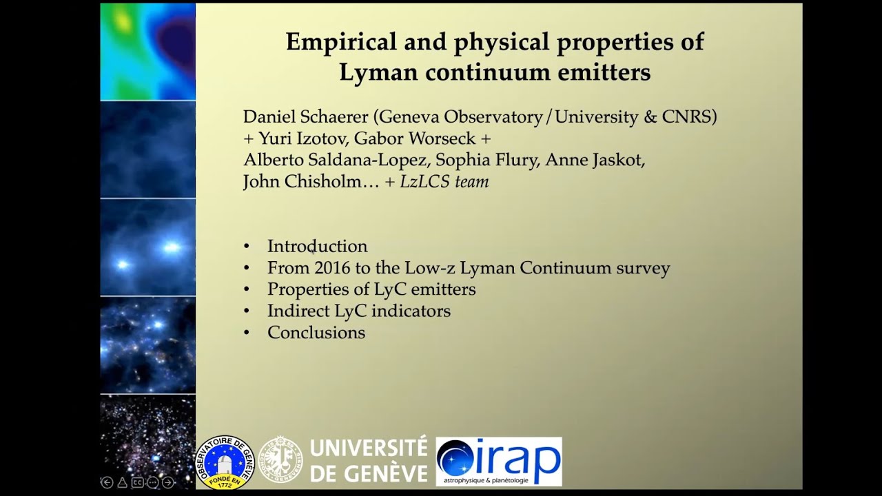 Dr. Daniel Schaerer: Empirical and physical properties of Lyman continuum emitters