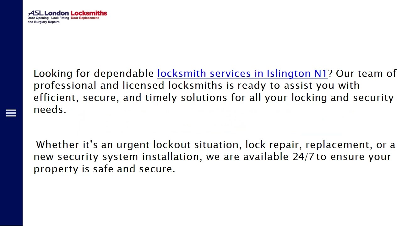 Trusted Locksmith Services in Islington N1 — Efficient, Secure, and Available 247