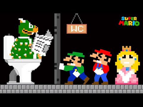 Toilet Prank: Bowser Troll Mario, Luigi and Peach Waiting for the Toilet | Game Animation