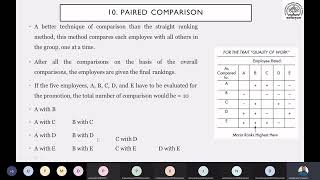 Paired Comparison Method of Performance Appraisal