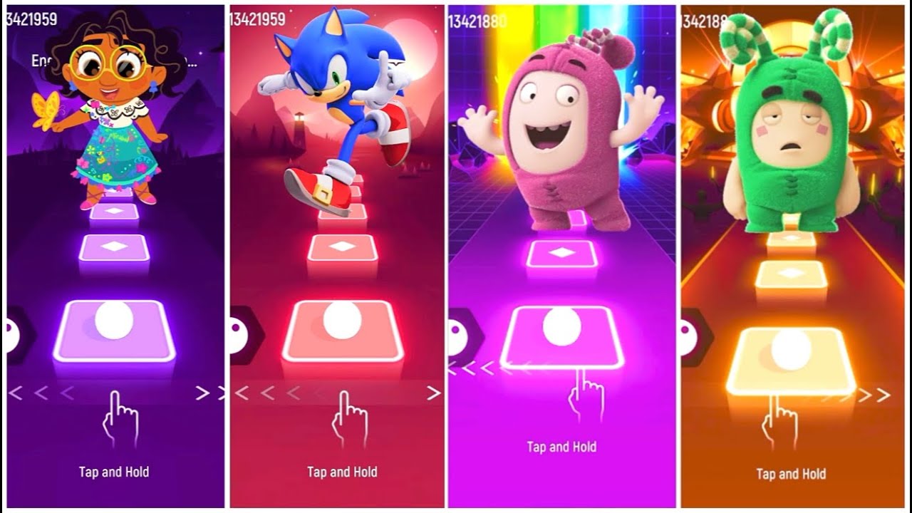 Encanto vs Sonic vs Oddbods Pink vs Oddbods Green Tiles Hop Game King