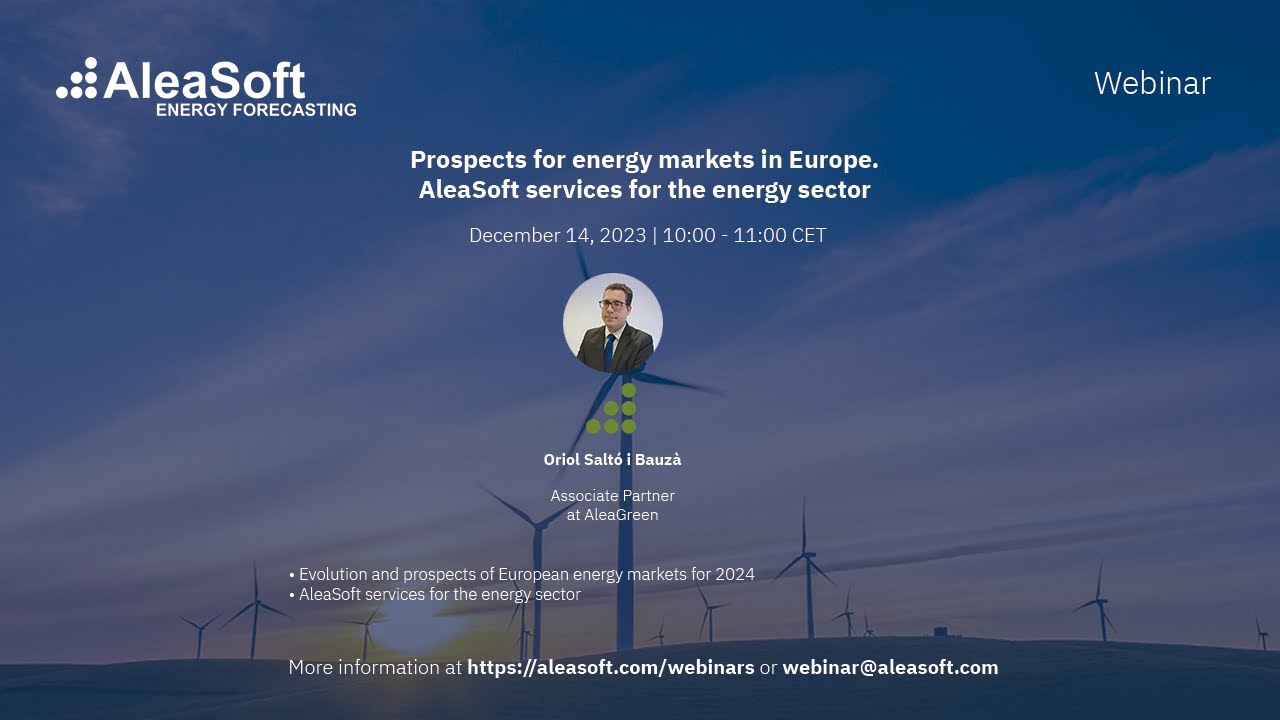 Prospects for energy markets in Europe. AleaSoft services for the energy sector