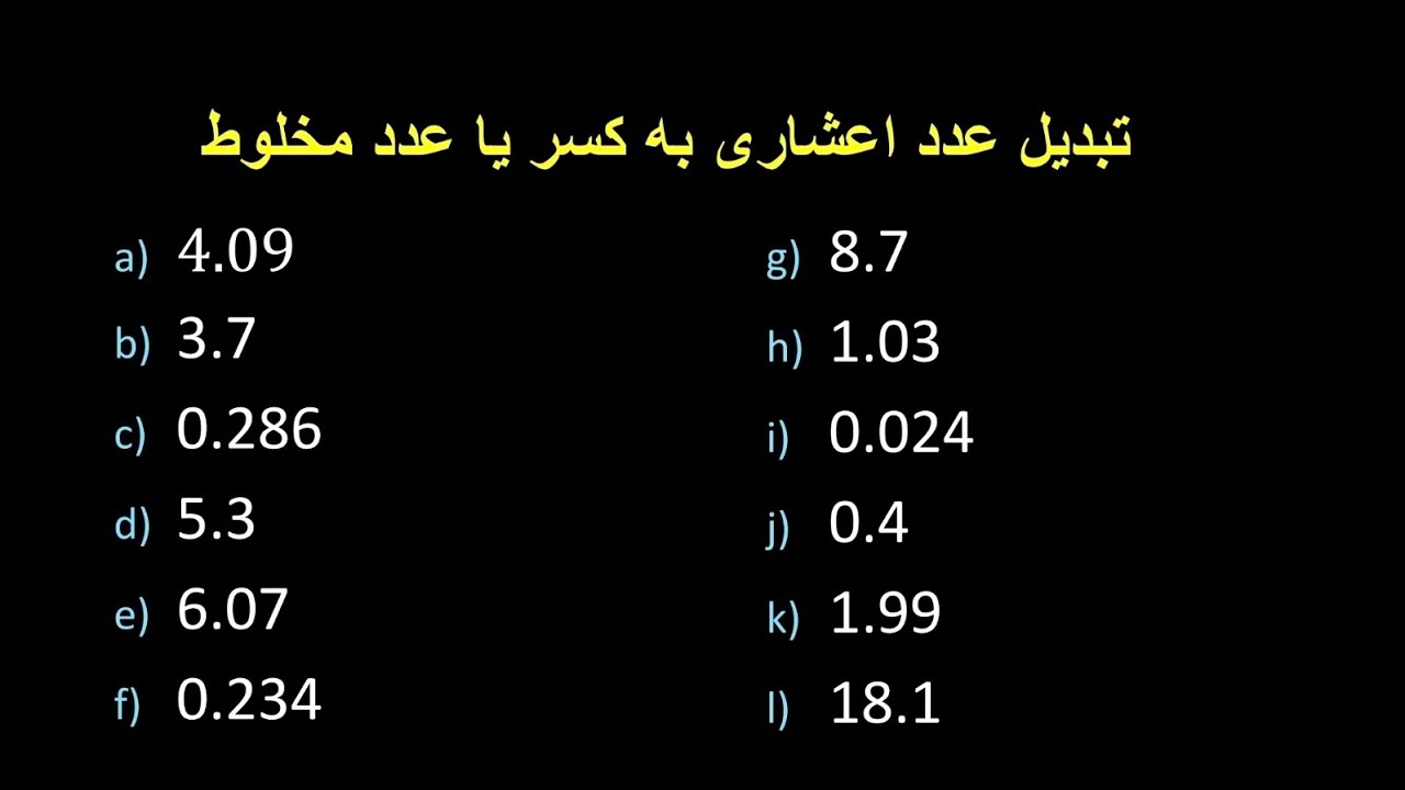 تبدیل عدد اعشاری به کسر یا عدد مخلوط( بخش اول)