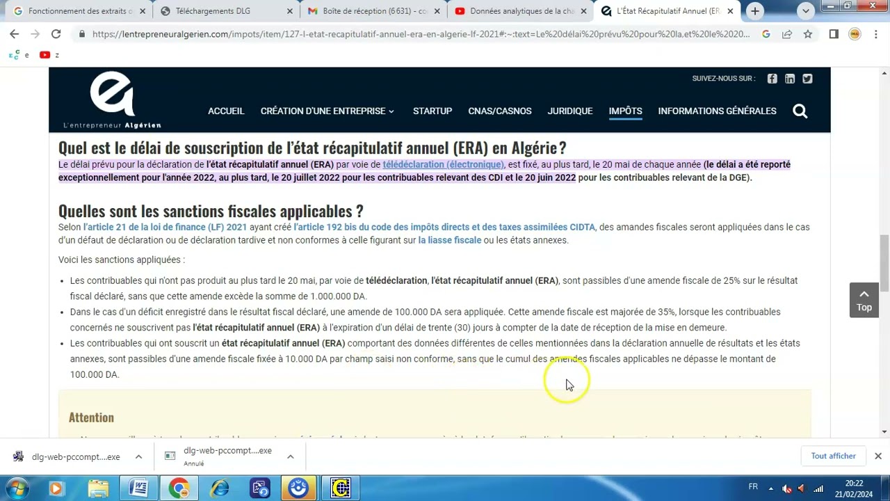 VOIR  DECLARATION  ERA SUR   PC COMPTA  DLG  CHAINE AHMED/DLG