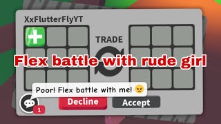 This RUDE girl I met in adopt me challenged me to FLEX battle because I DECLINED her trade! 😐✨