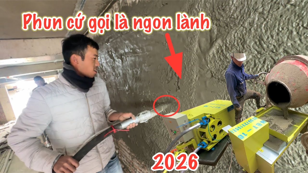 Sơn La 2026 |Công trình cứ thế hoàn thành nhanh gọn  anh Lộc đã lắp đặt bộ Máy Phun vữaHBT13 Cao Cấp