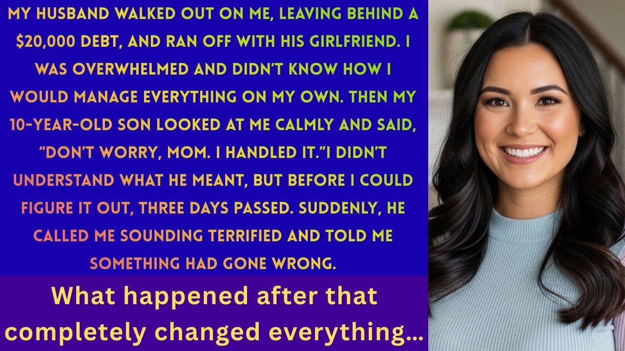 Husband left me $20k in debt and ran off; my 10-year-old said, “Mom, I fixed it.”