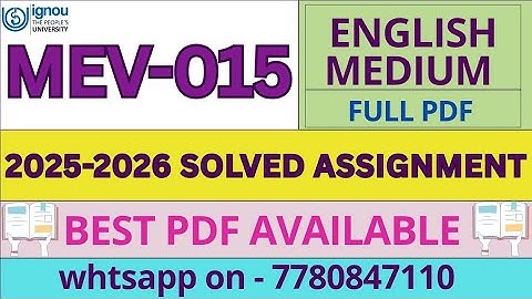MEV15 Solved Assignment 2025-26 | MSc Environmental Science | IGNOU | January 2025 to July 2026