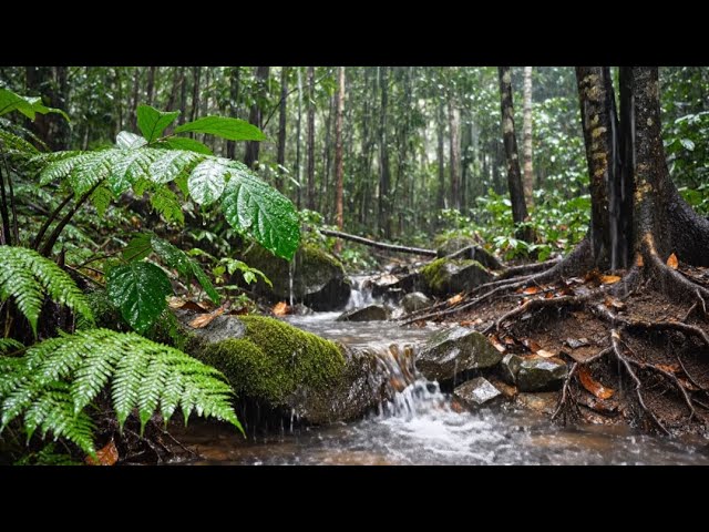 Relaxing Rain Sounds in the Forest – Waterfall & Stream ASMR for Meditation