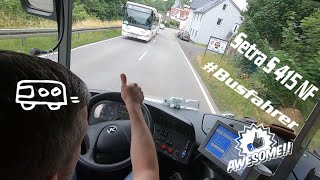 Bus fahren Setra S 415 NF mit Fahrradanhänger / driving a Bus and bike trailer in service Germany
