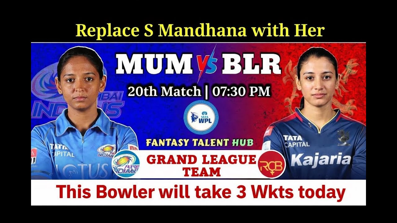 Mumbai Indians vs RCB  , Women's premier league 2026,T20I, Cricket Live Match Today, Commentary