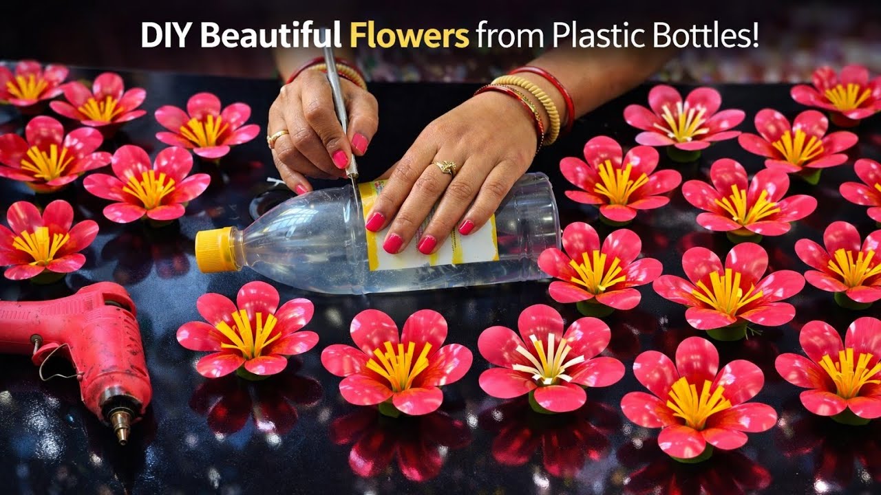Awesome Flower Making With Empty Plastic Bottle | Home Decor Ideas | Plastic Bottle Craft Ideas