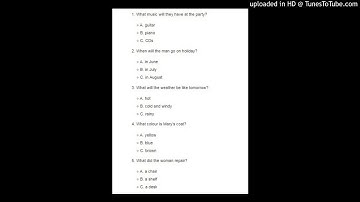 Luyện thi tiếng anh A2(KET) Listening part 1+2 Test (13/24)